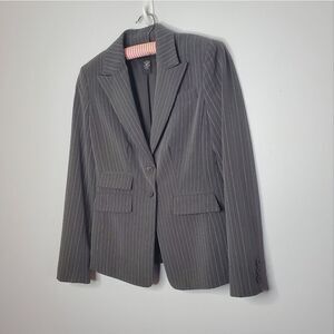 Moda International 2 Blazer Gray Purple White Pinstripe Button Down Inner Lined